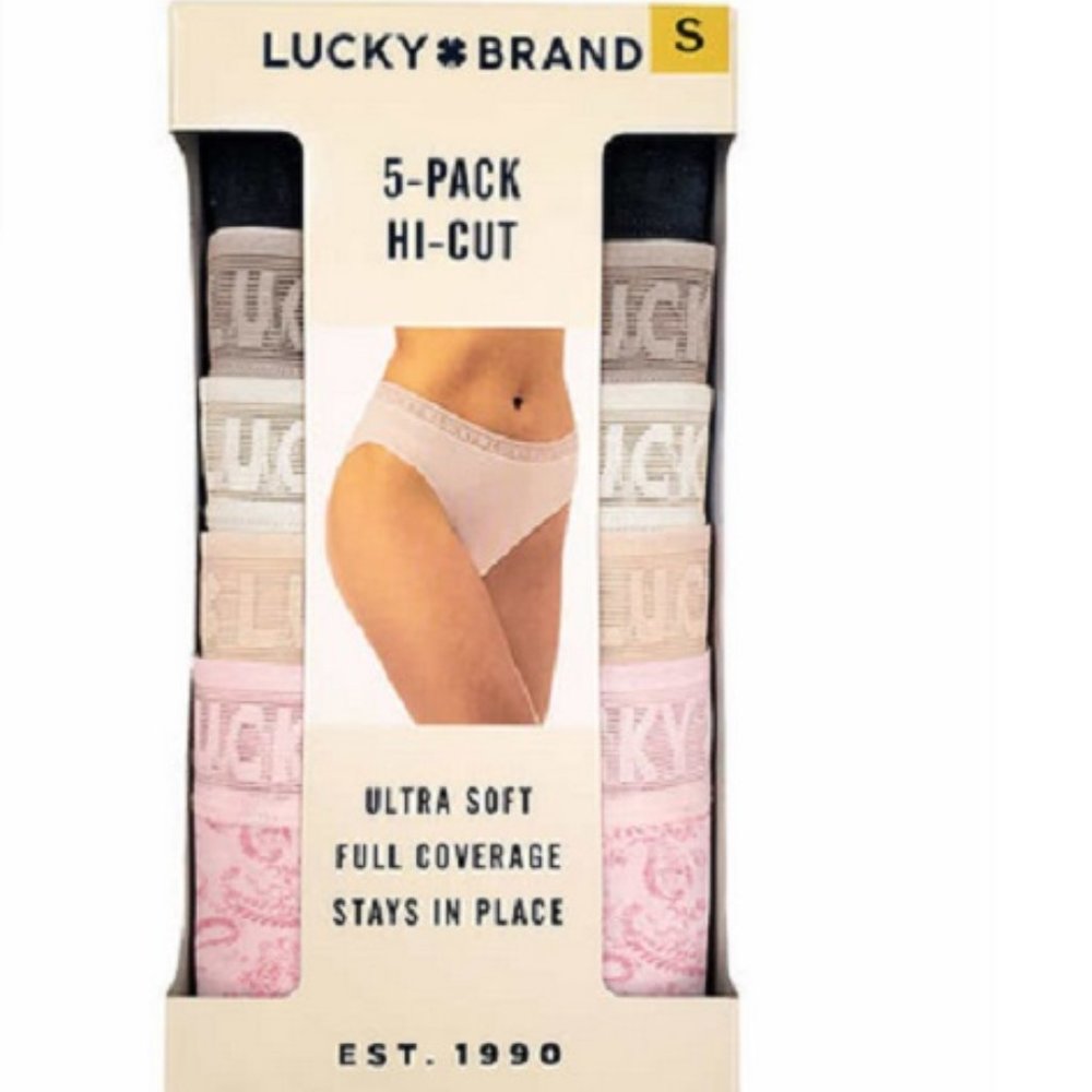 Lucky Brand Ladies' Hi Cut 5-pack Black Pack Brand New Open Box